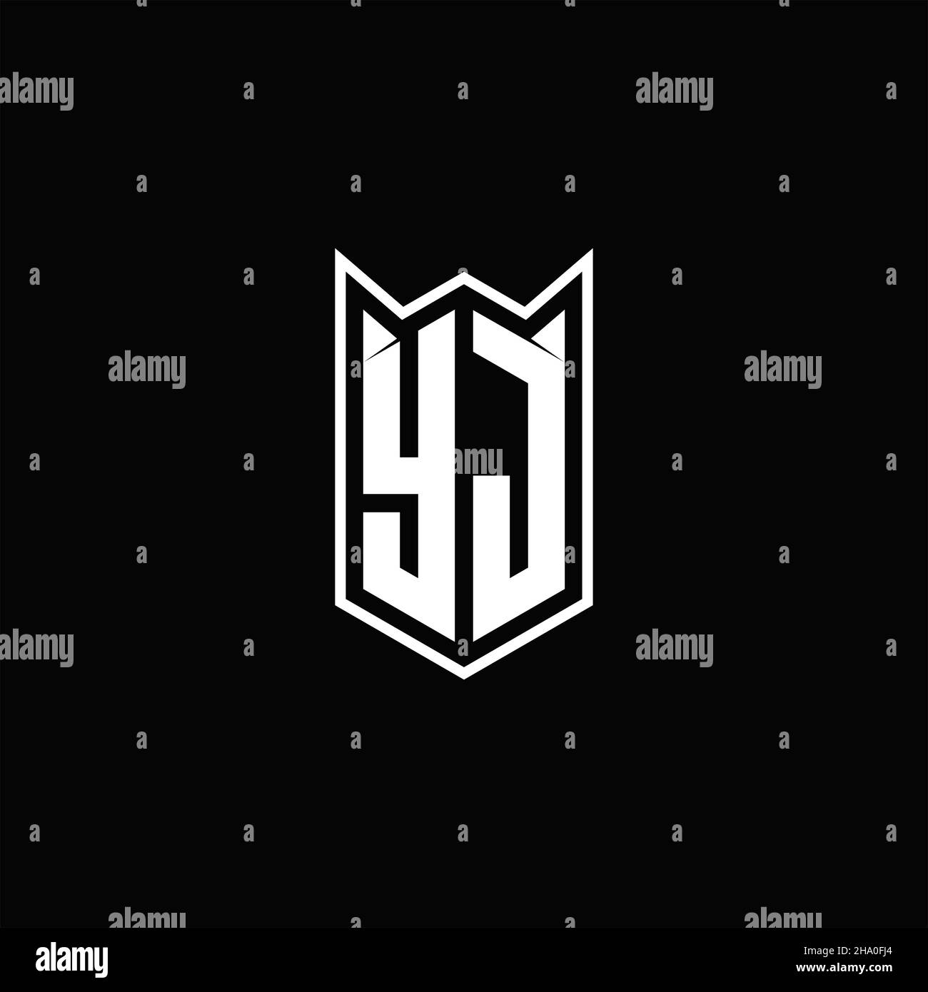 YJ Logo monogram with shield shape designs template vector icon modern Stock Vector