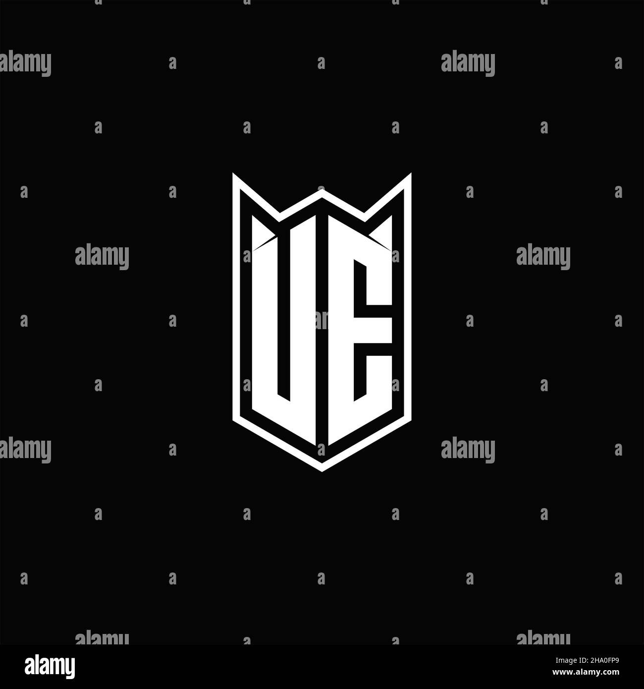 UE Logo monogram with shield shape designs template vector icon modern Stock Vector