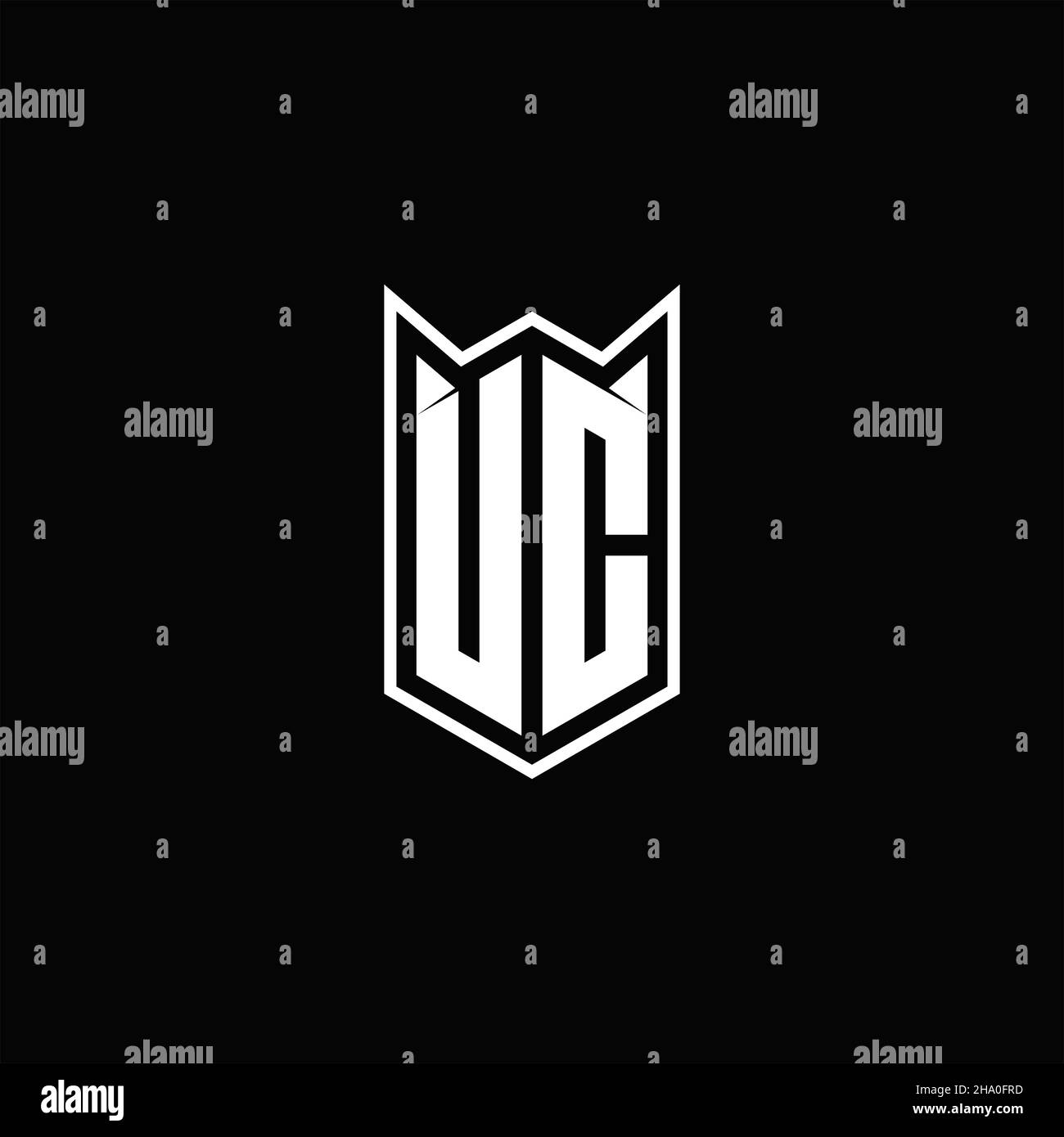 UC Logo monogram with shield shape designs template vector icon modern Stock Vector