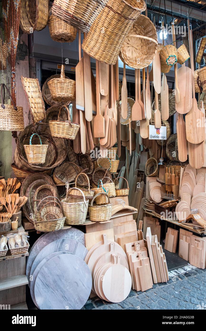 Wicker baskets in the market place Stock Photo - Alamy