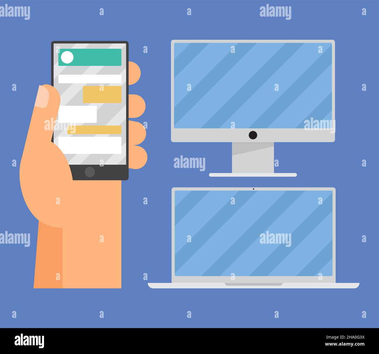 three devices technology set icons Stock Vector Image & Art - Alamy