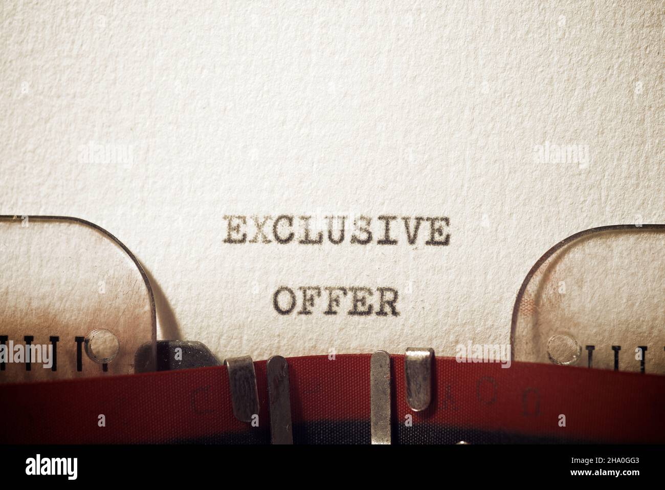 With The Offer Phrease Exclusive offer phrase written with a typewriter Stock Photo - Alamy