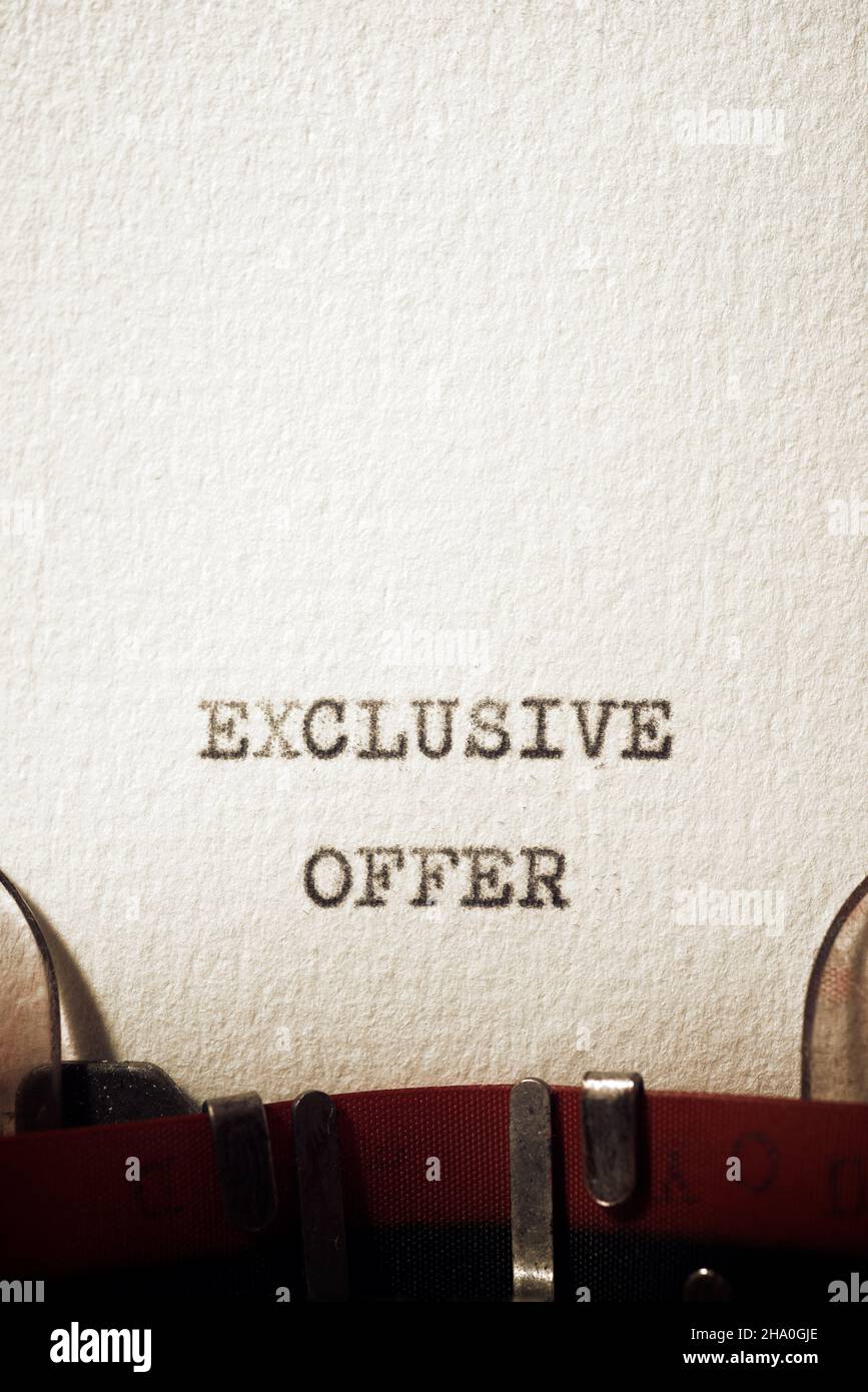With The Offer Phrease Exclusive offer phrase written with a typewriter Stock Photo - Alamy