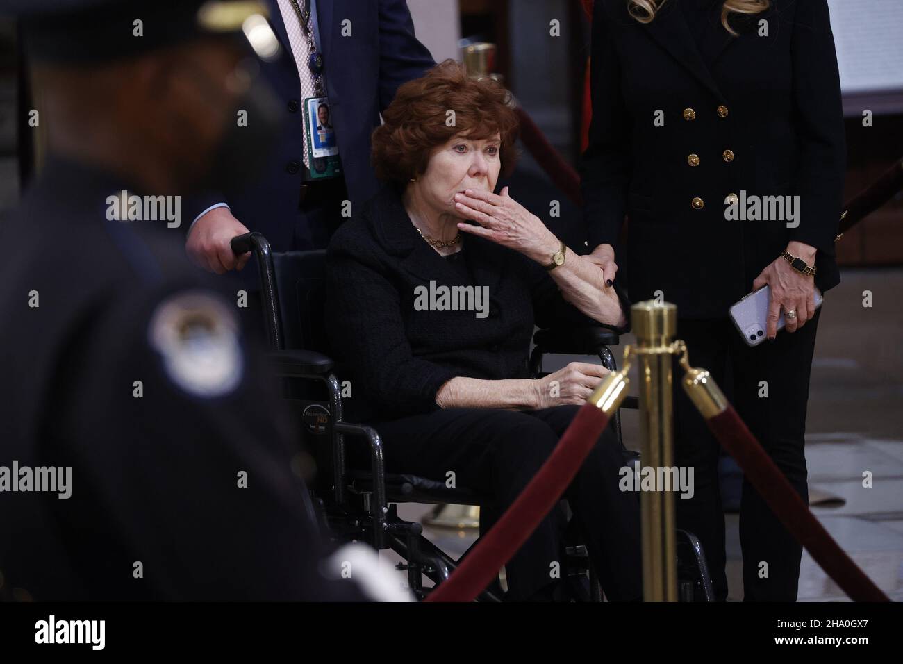 Washington, United States. 09th Dec, 2021. Betty Meyer, former secretary to the late Senate Majority Leader Bob Dole, attends a Congressional memorial service for Dole at the U.S. Capitol in Washington DC, on Thursday, December 9, 2021. Dole, who served on Capitol Hill for 36 years, died in his sleep on December 5 at the age of 98. Pool photo by Jonathan Ernst/UPI Credit: UPI/Alamy Live News Stock Photo