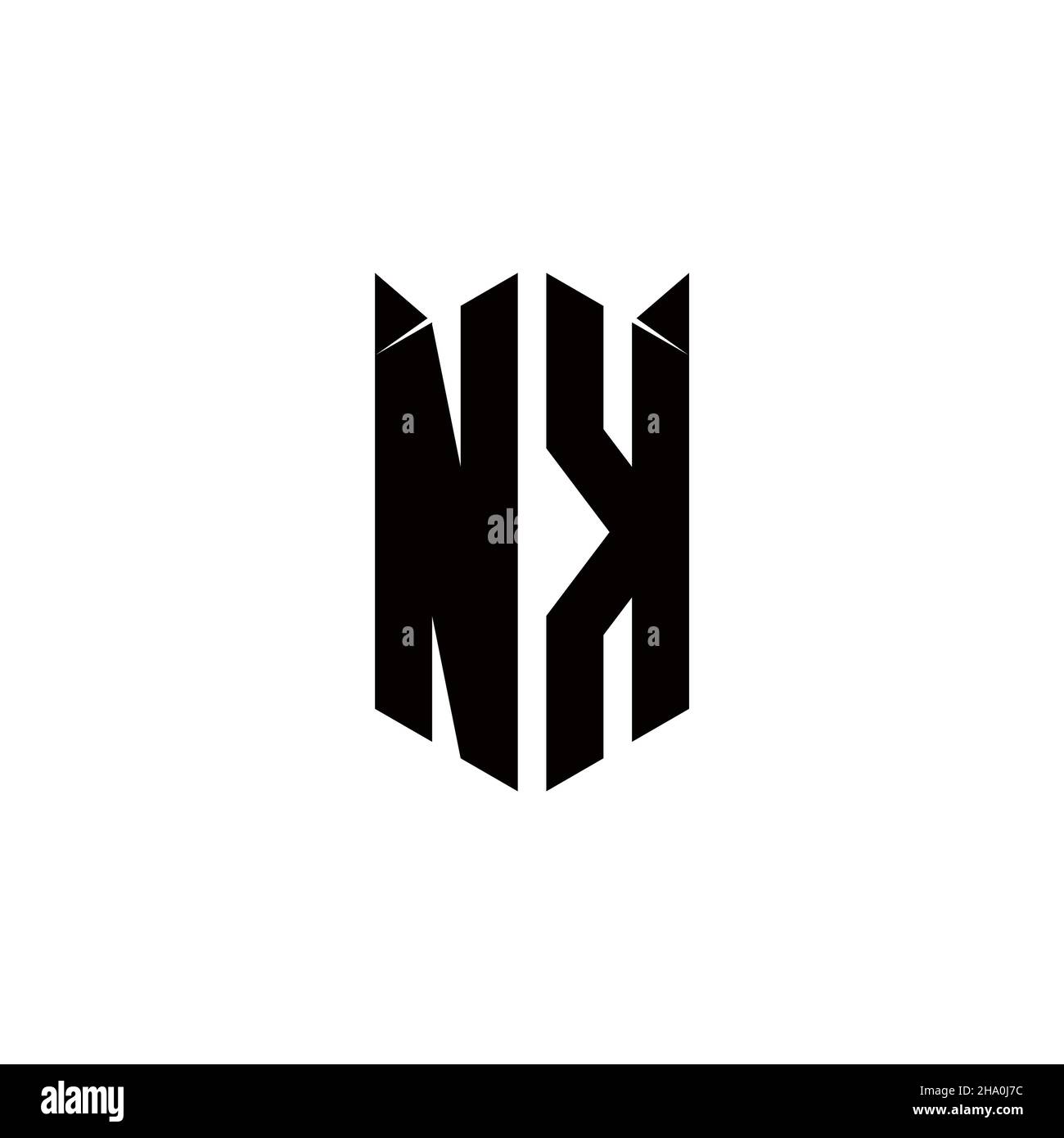 NK Logo monogram with shield shape designs template vector icon modern Stock Vector