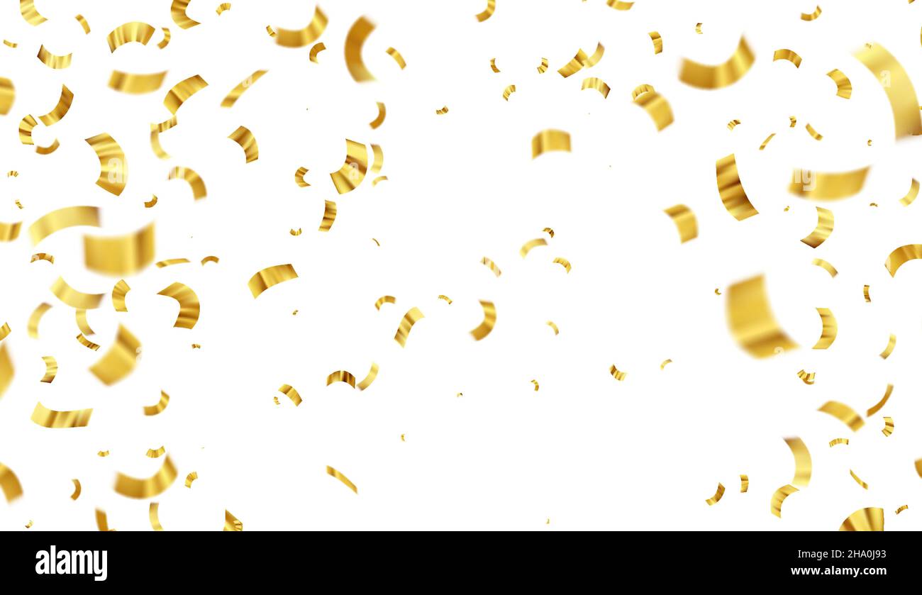 Vector illustration defocused gold confetti isolated on a transparent ...