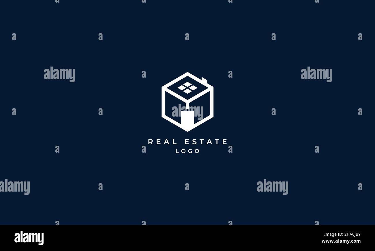 Real Estate Vector Logo Design box cube house Stock Vector