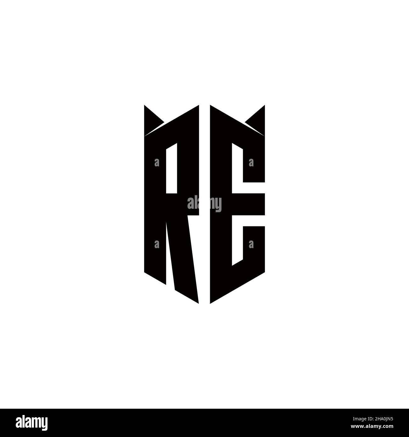 RE Logo monogram with shield shape designs template vector icon modern Stock Vector