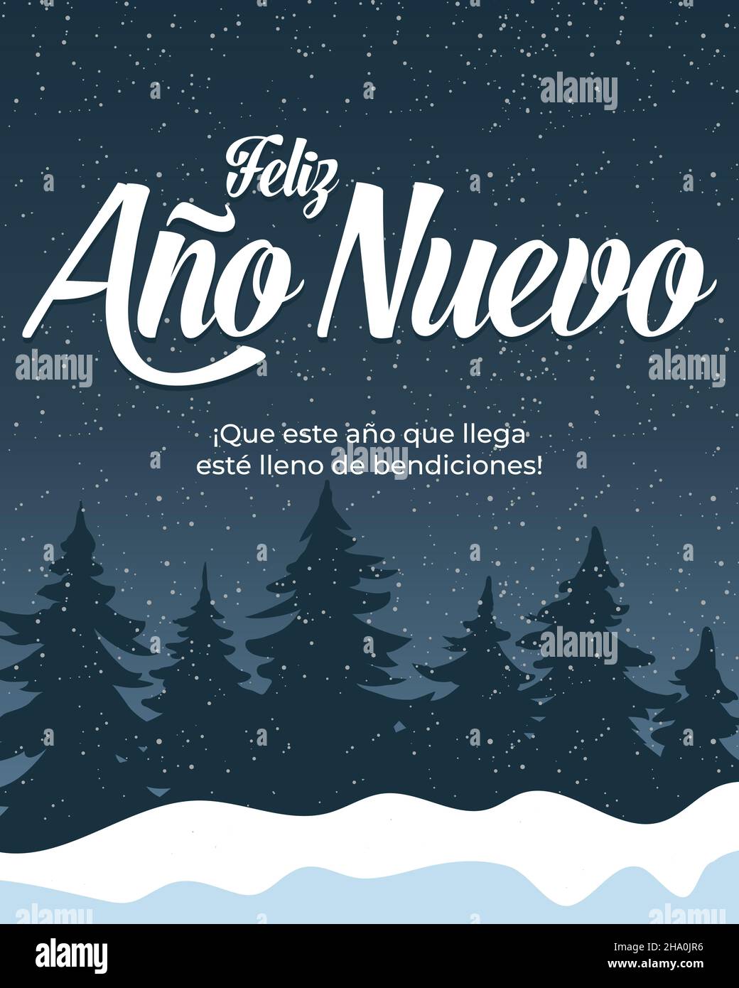 Spanish New Year Greeting Card With Happy New Year And May This Coming Year Be Full Of Blessings Message Stock Vector Image Art Alamy