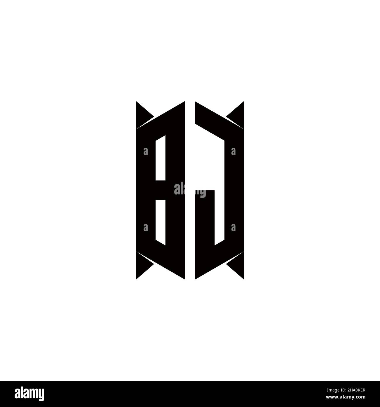 BJ Logo monogram with shield shape designs template vector icon modern Stock Vector