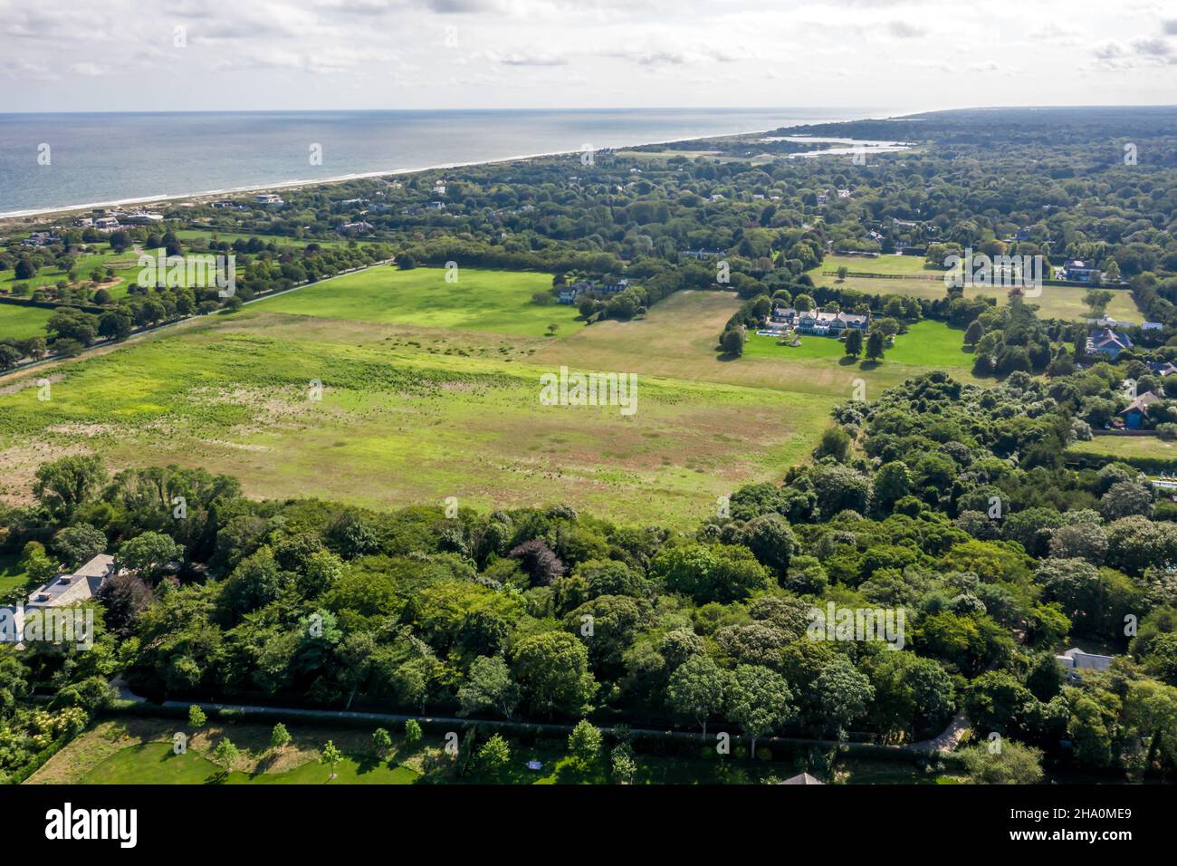 large open space in East Hampton, NY Stock Photo