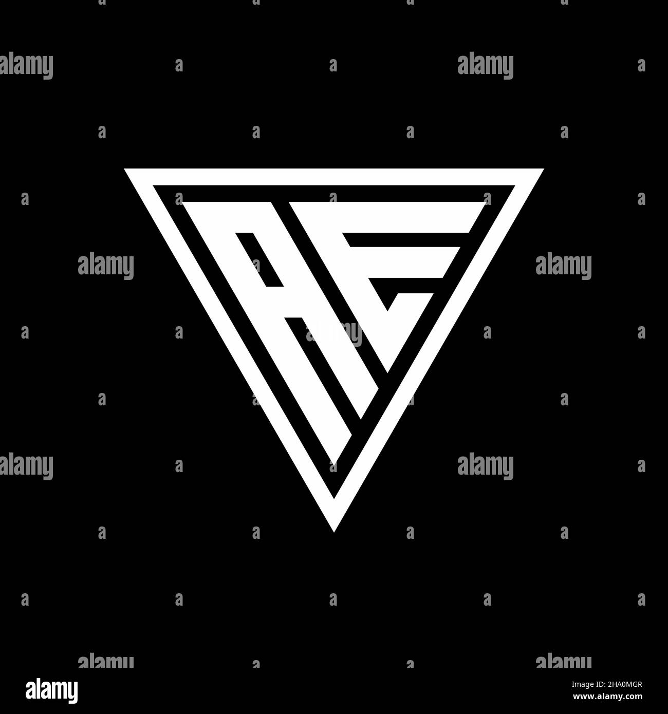 AE Logo monogram with tirangle shape isolated on black background ...