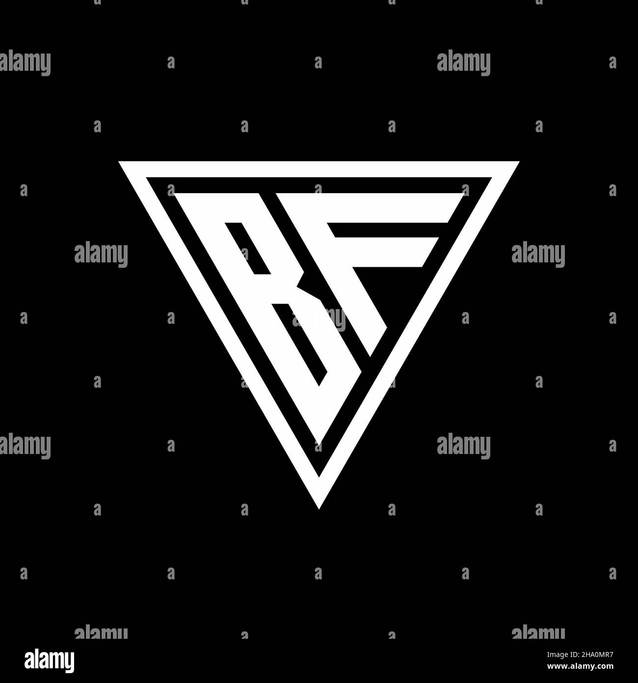 BF Logo monogram with tirangle shape isolated on black background ...