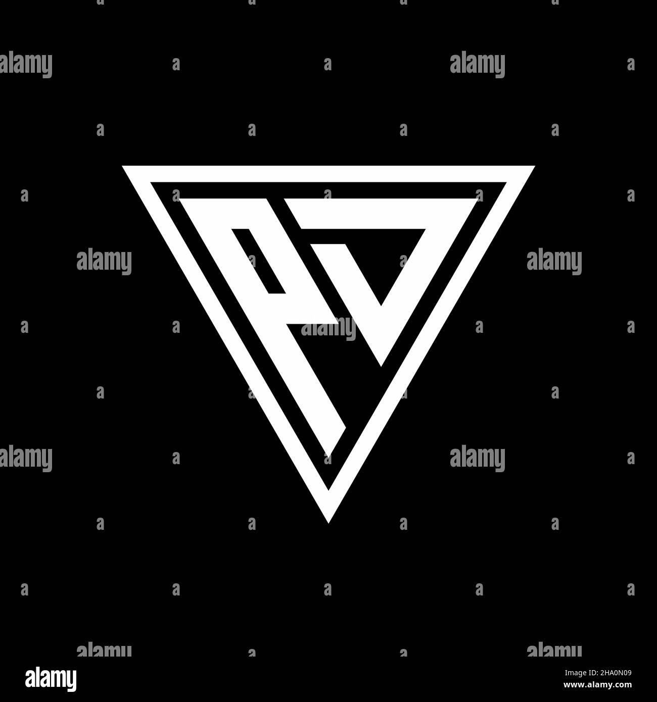 PD Logo monogram with tirangle shape isolated on black background ...