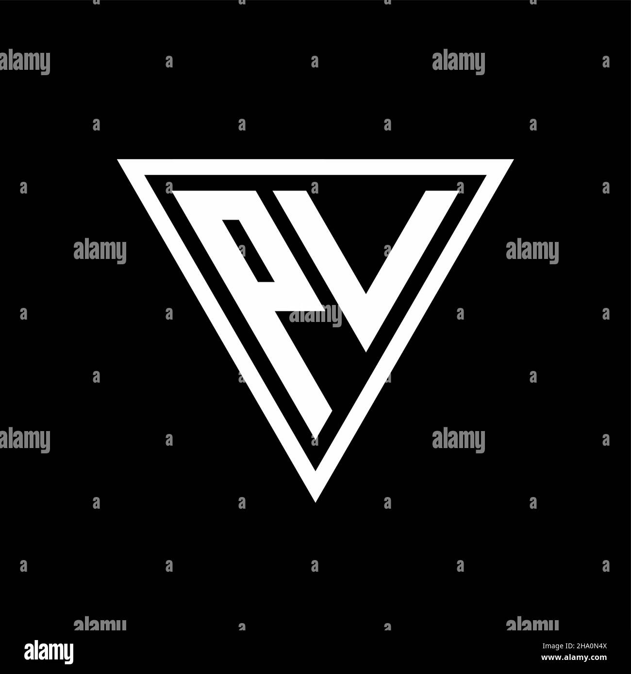 PV Logo monogram with tirangle shape isolated on black background