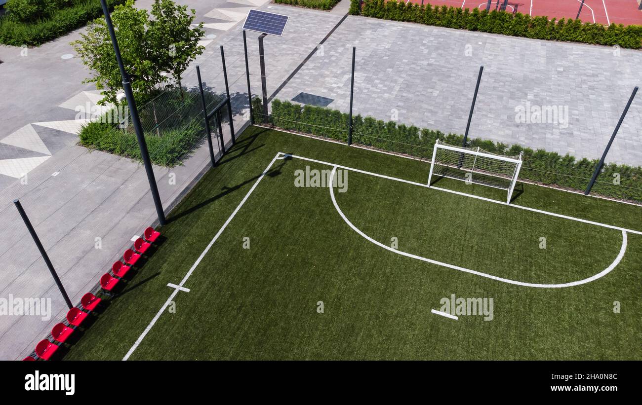 Aerial view of a football court Stock Photo Alamy