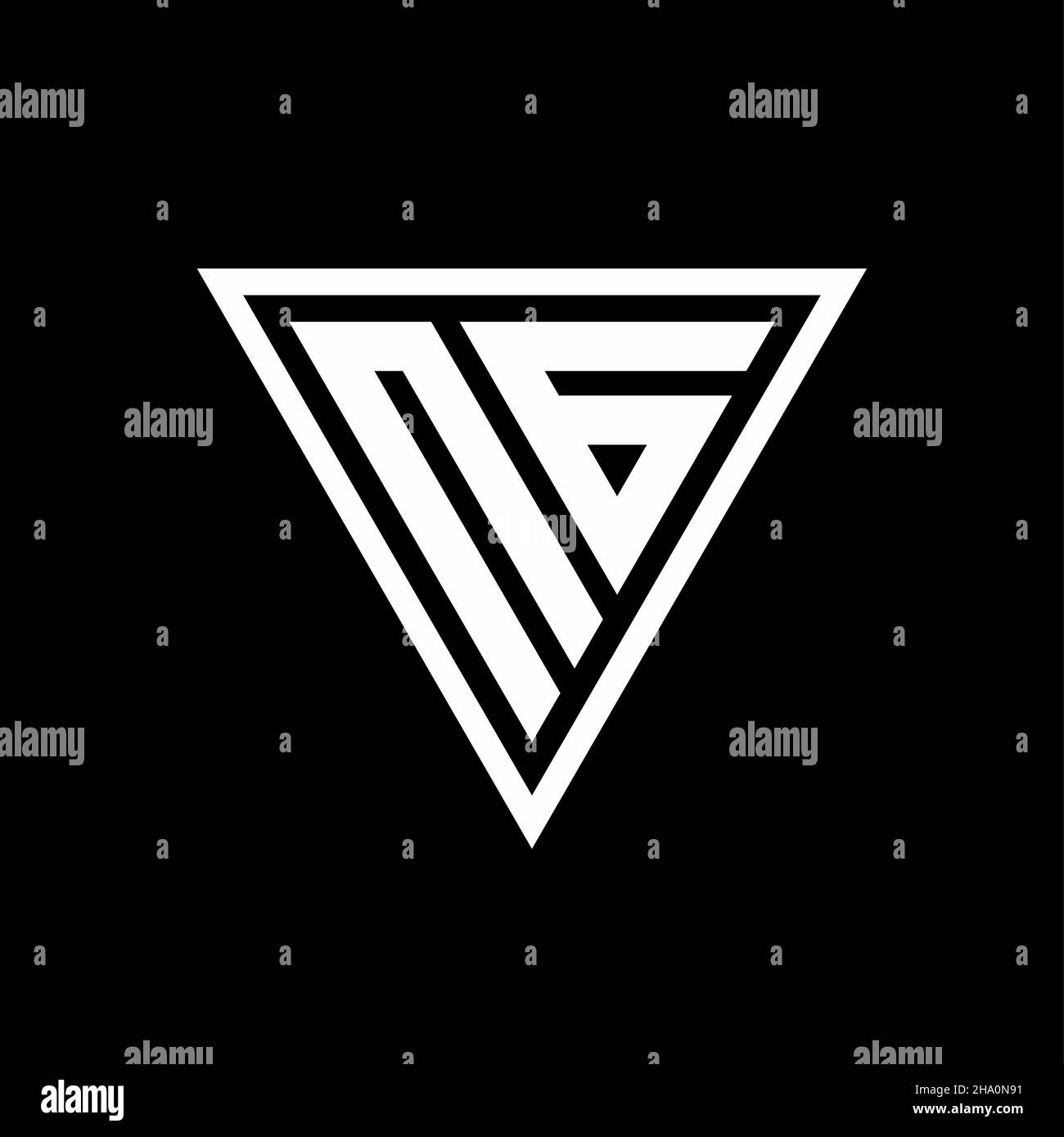 NG Logo monogram with tirangle shape isolated on black background