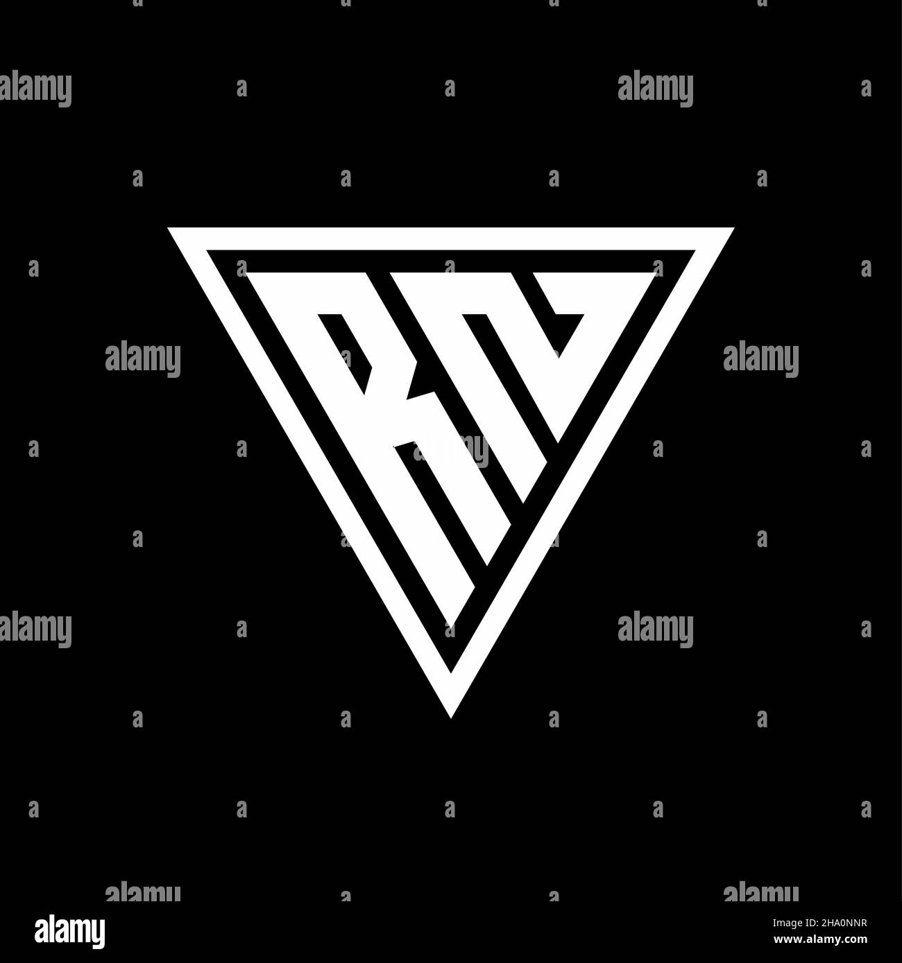 RN Logo monogram with tirangle shape isolated on black background ...