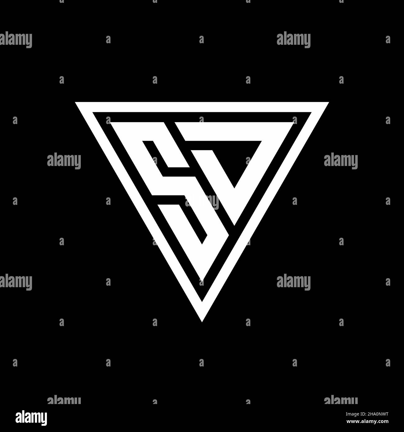 SD Logo monogram with tirangle shape isolated on black background geometric vector icon Stock Vector