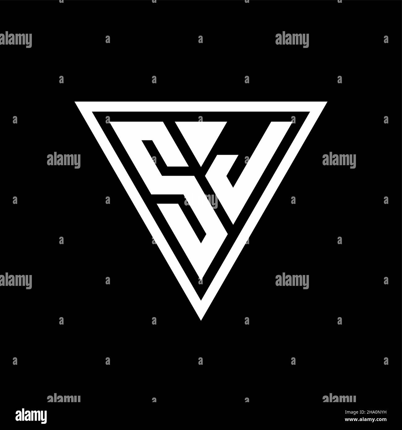 SJ Logo monogram with tirangle shape isolated on black background geometric vector icon Stock Vector