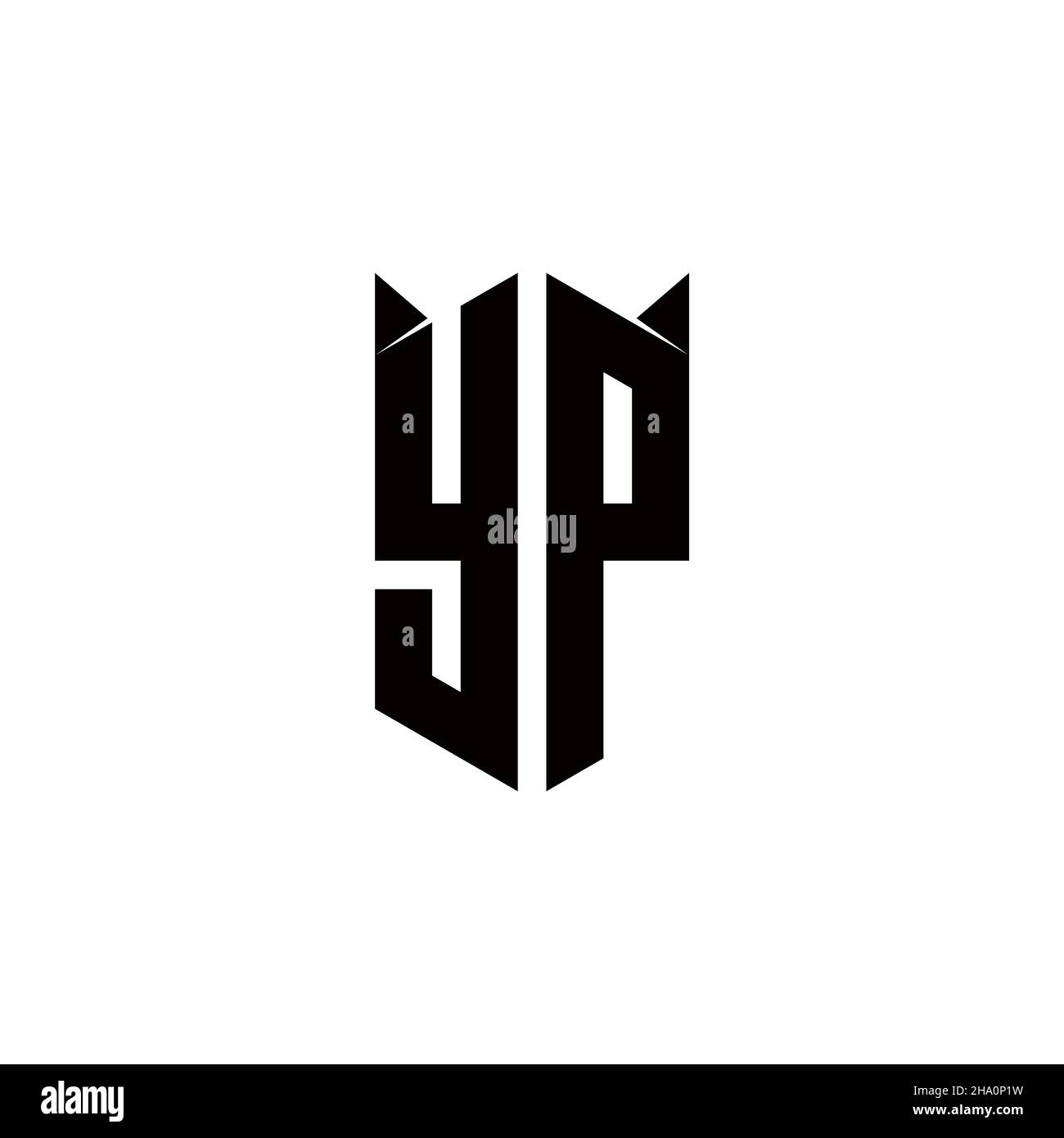 YP Logo monogram with shield shape designs template vector icon modern Stock Vector