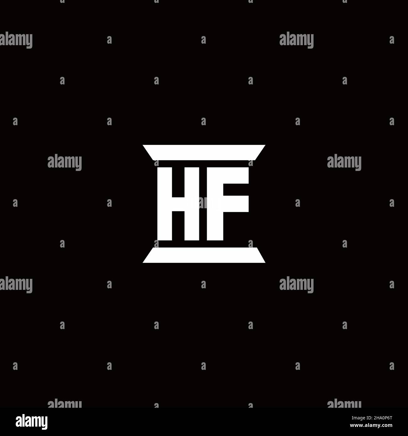 HF logo initial letter monogram with pillar shape design template isolated in black background Stock Vector