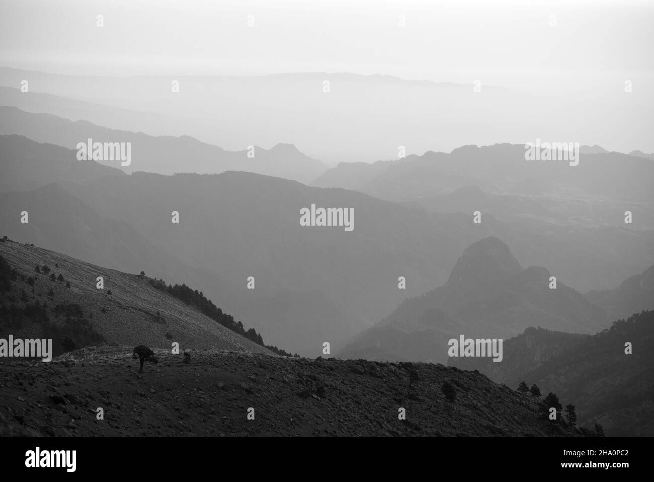 Layer of mountains seen from Pico de Orizaba base camp Piedra Grande Stock Photo