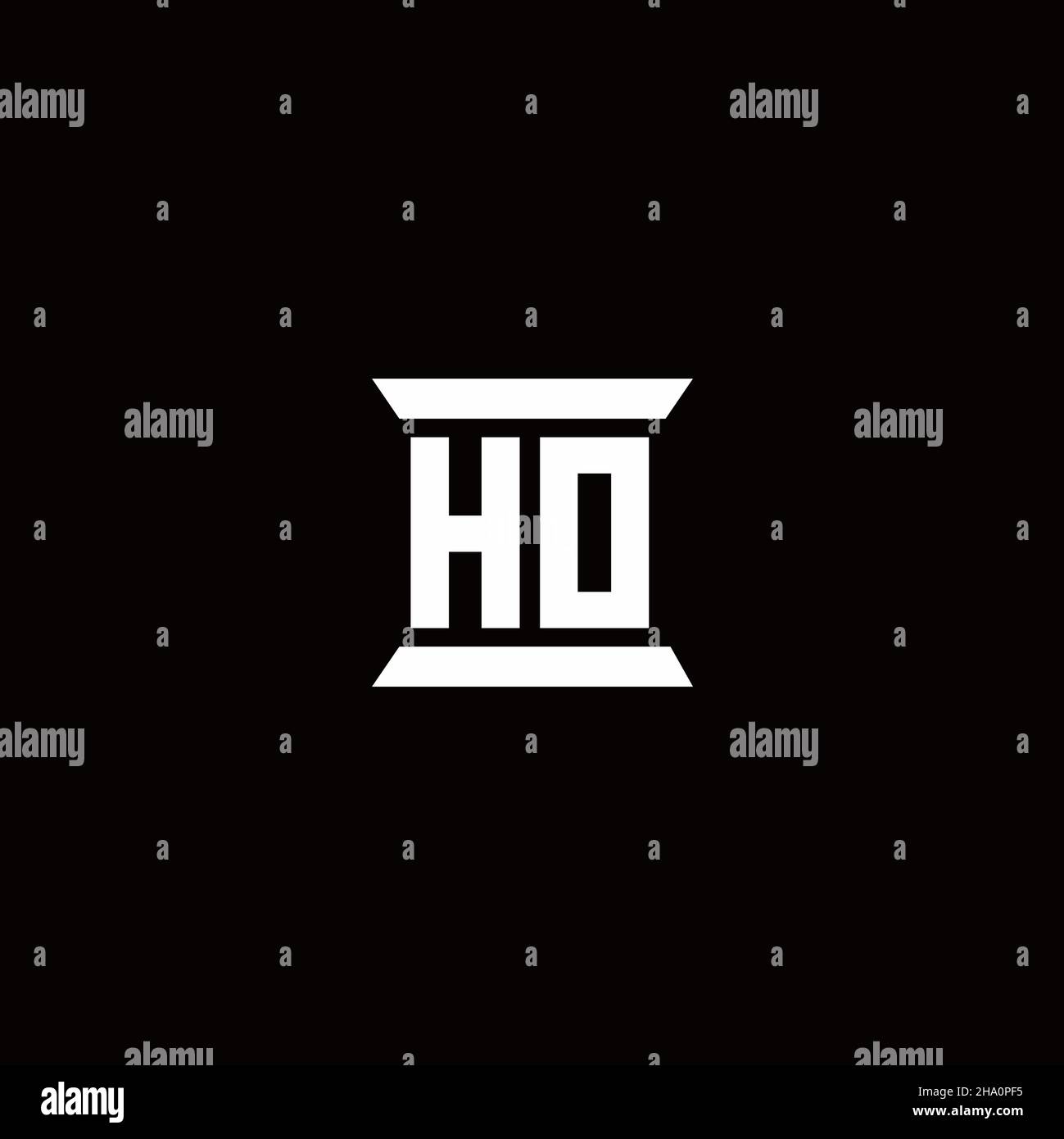 HO logo initial letter monogram with pillar shape design template isolated in black background Stock Vector