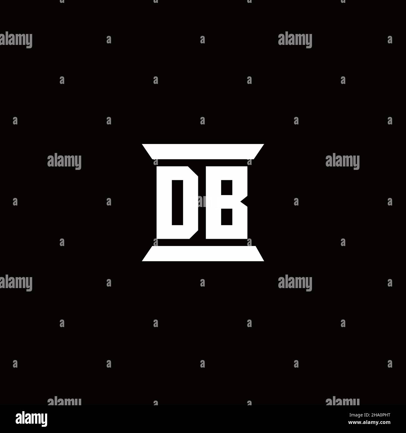 DB logo initial letter monogram with pillar shape design template isolated in black background Stock Vector