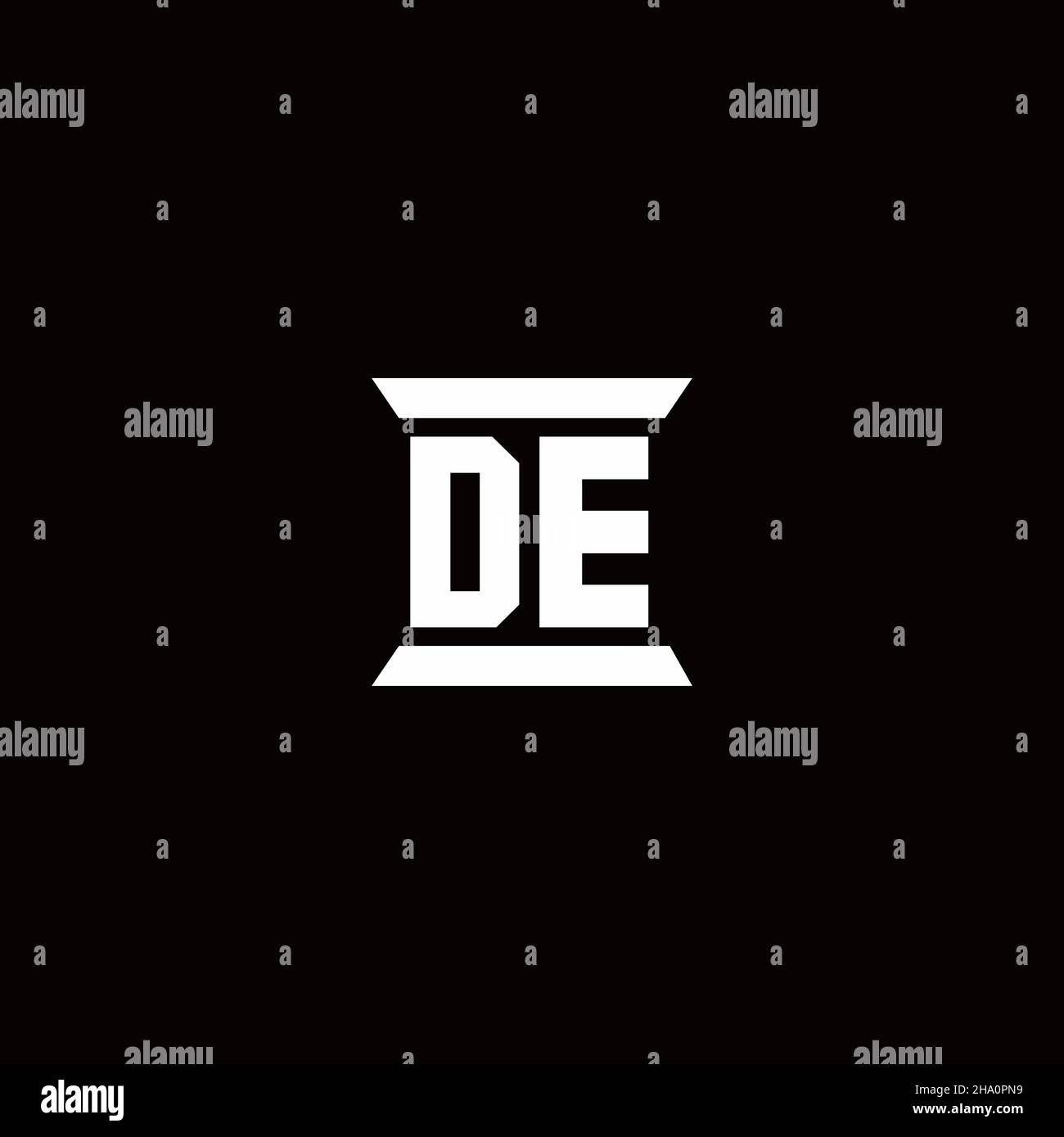 DE logo initial letter monogram with pillar shape design template isolated in black background Stock Vector