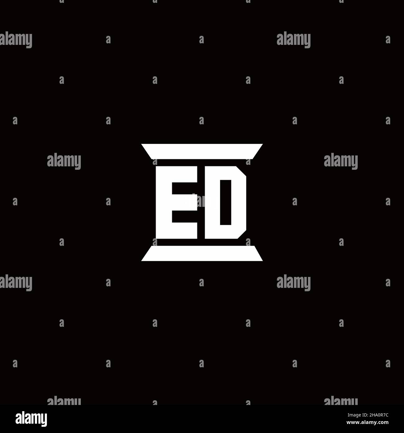 ED logo initial letter monogram with pillar shape design template isolated in black background Stock Vector