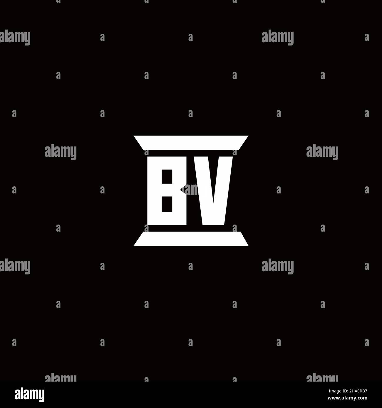 BV logo initial letter monogram with pillar shape design template ...