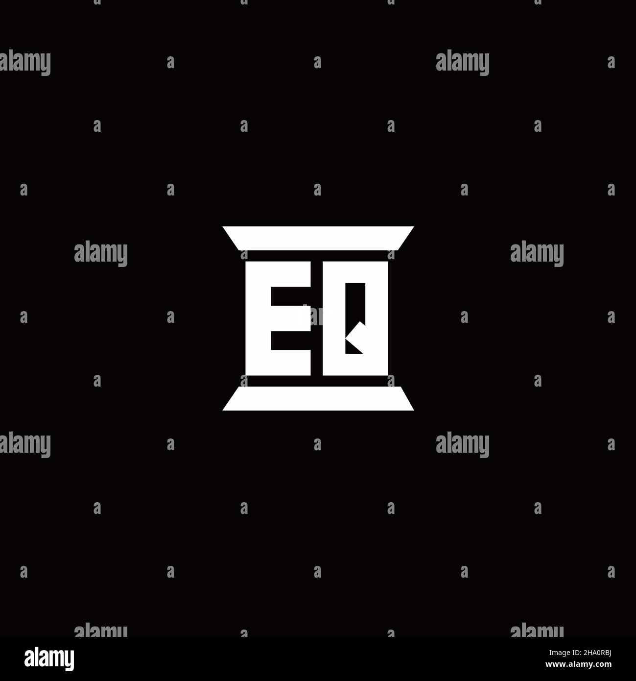 EQ logo initial letter monogram with pillar shape design template ...