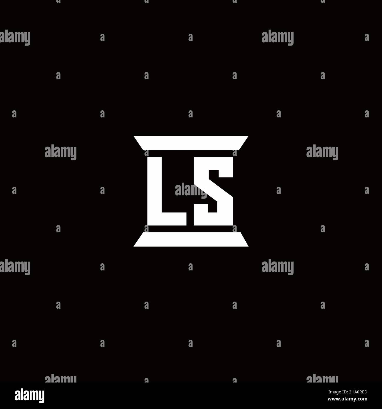 LS logo initial letter monogram with pillar shape design template isolated in black background Stock Vector