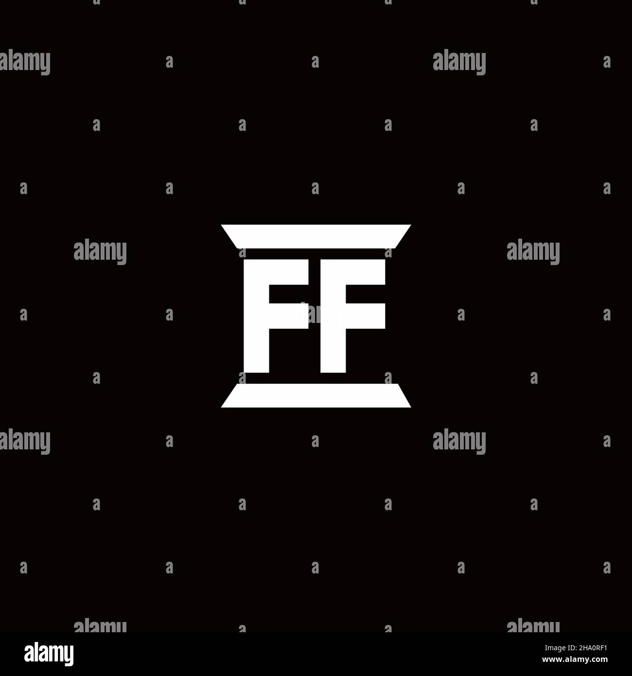 FF logo initial letter monogram with pillar shape design template isolated in black background Stock Vector
