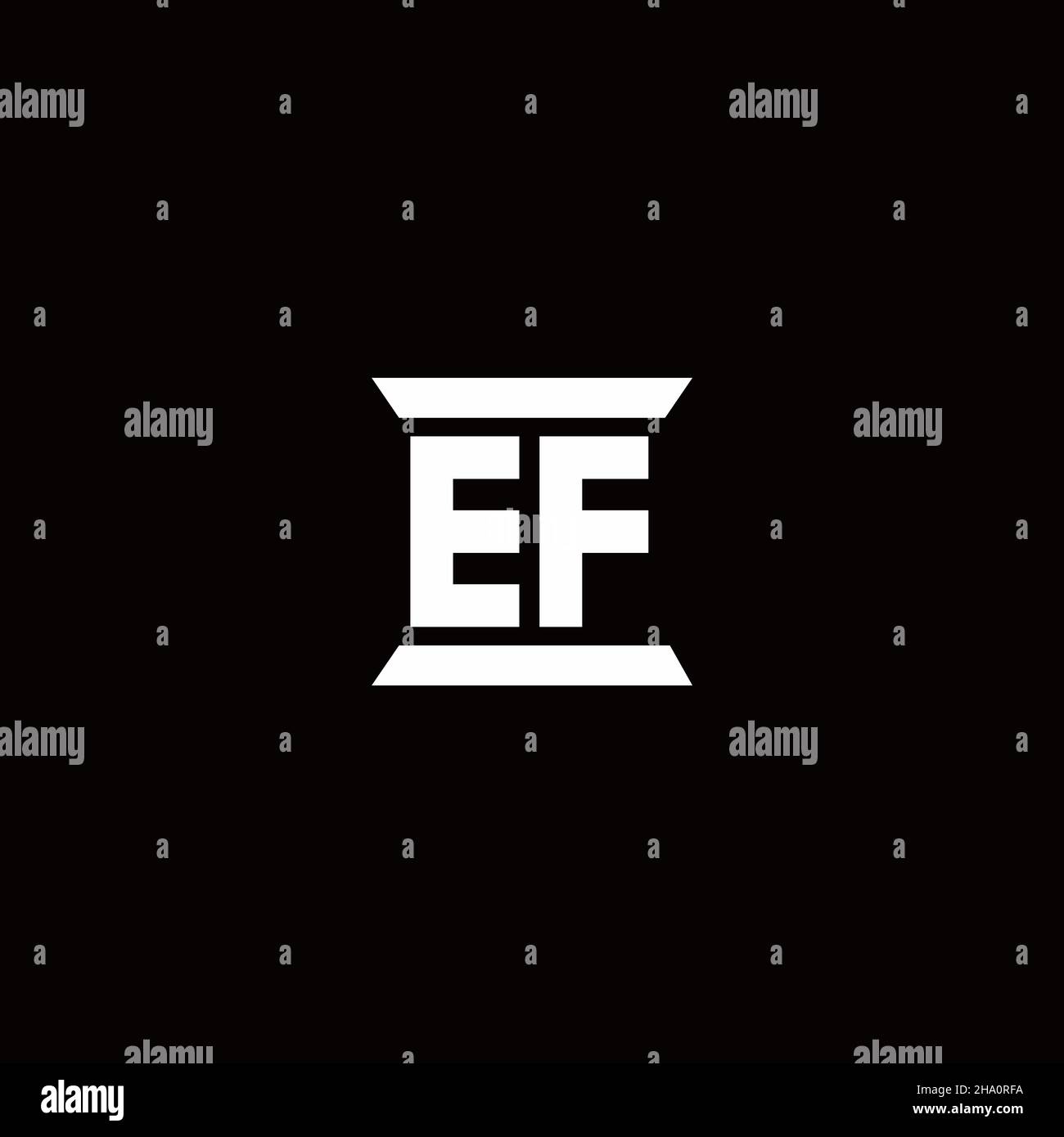 EF logo initial letter monogram with pillar shape design template isolated in black background Stock Vector