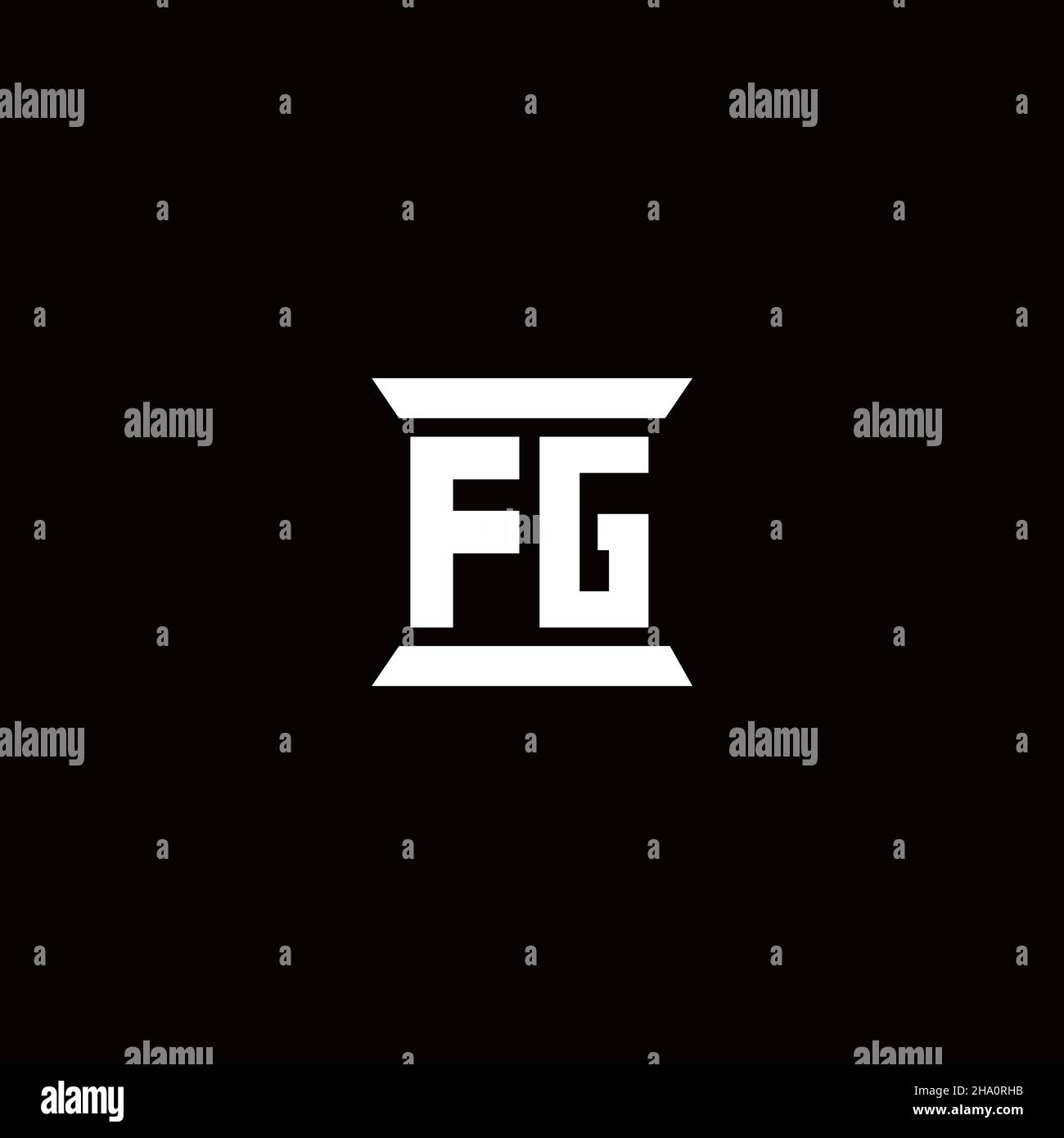 FG logo initial letter monogram with pillar shape design template isolated in black background Stock Vector
