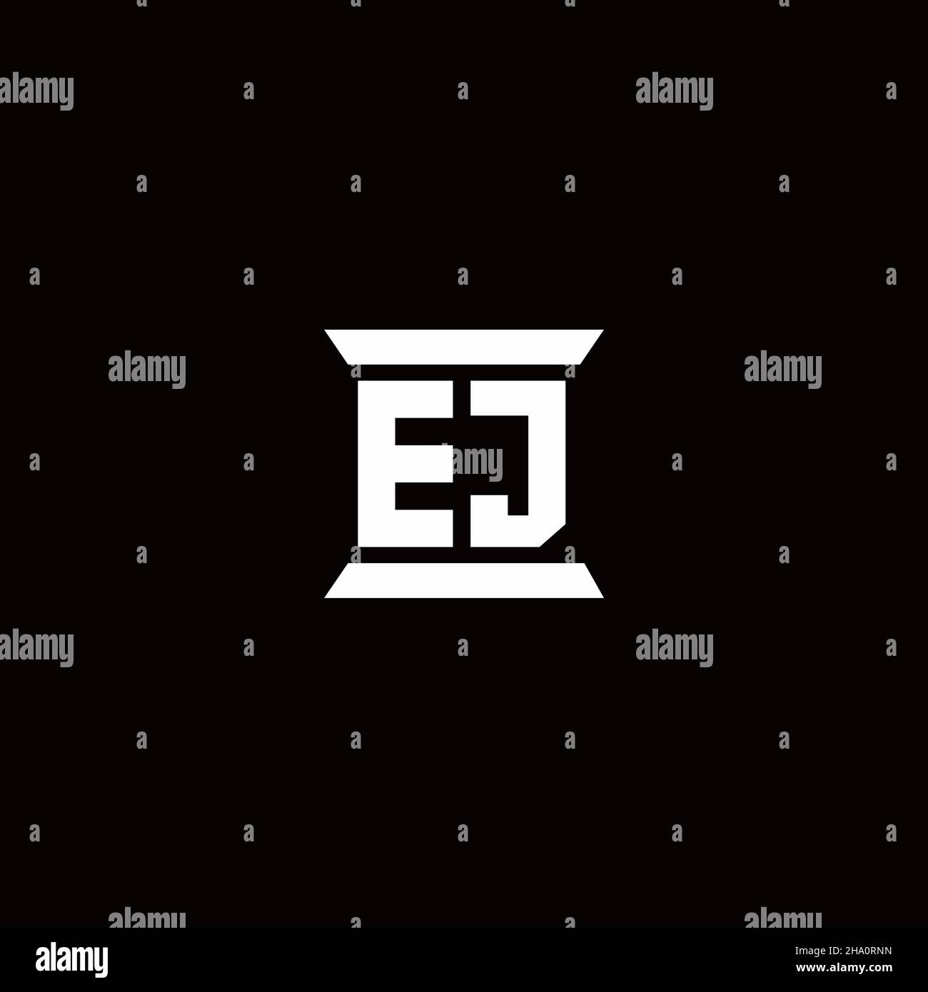 EJ logo initial letter monogram with pillar shape design template isolated in black background Stock Vector