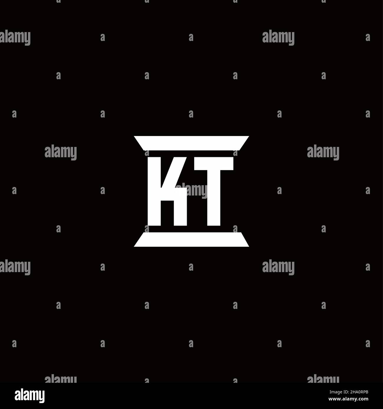KT logo initial letter monogram with pillar shape design template ...