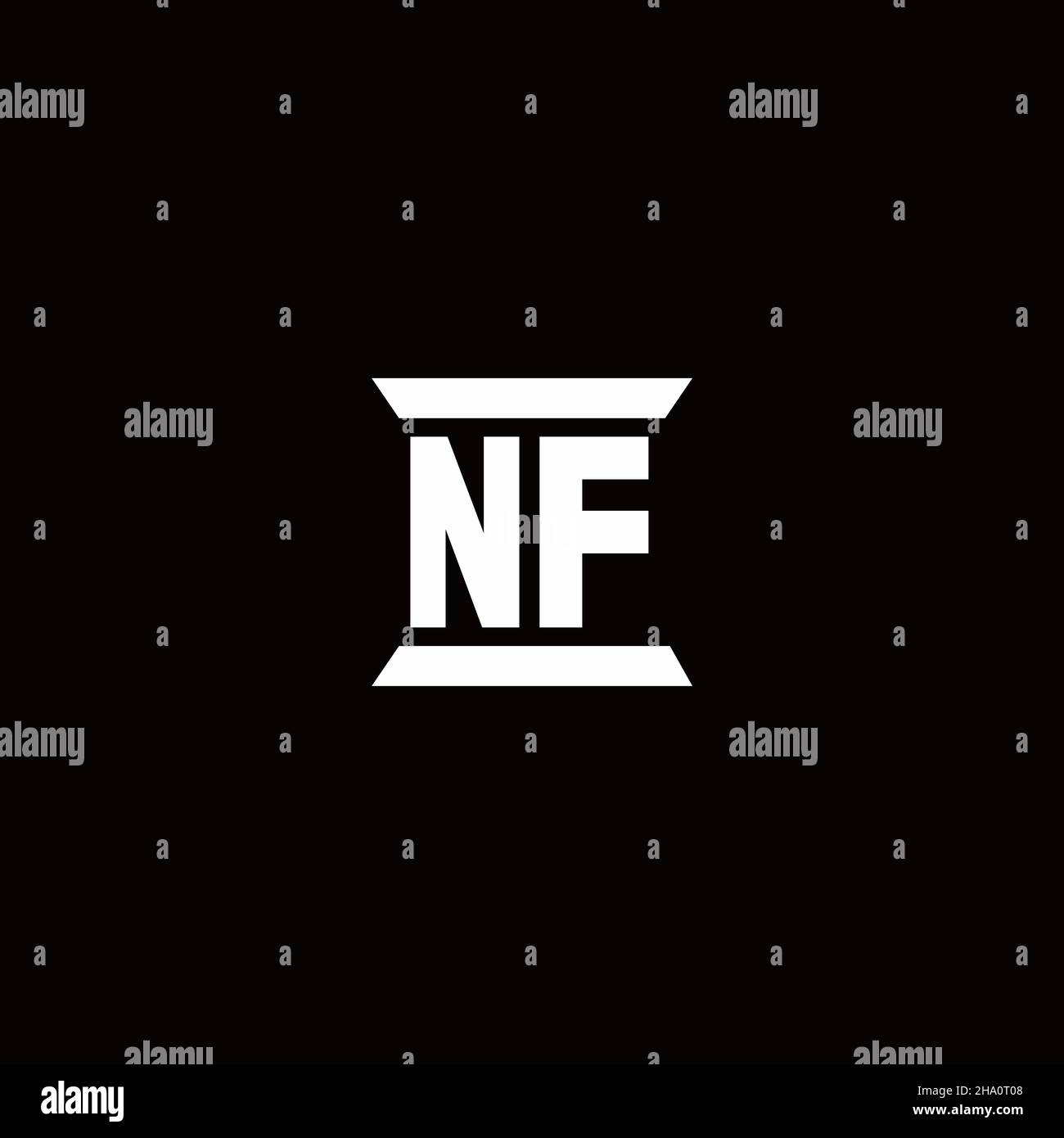 NF logo initial letter monogram with pillar shape design template isolated in black background Stock Vector