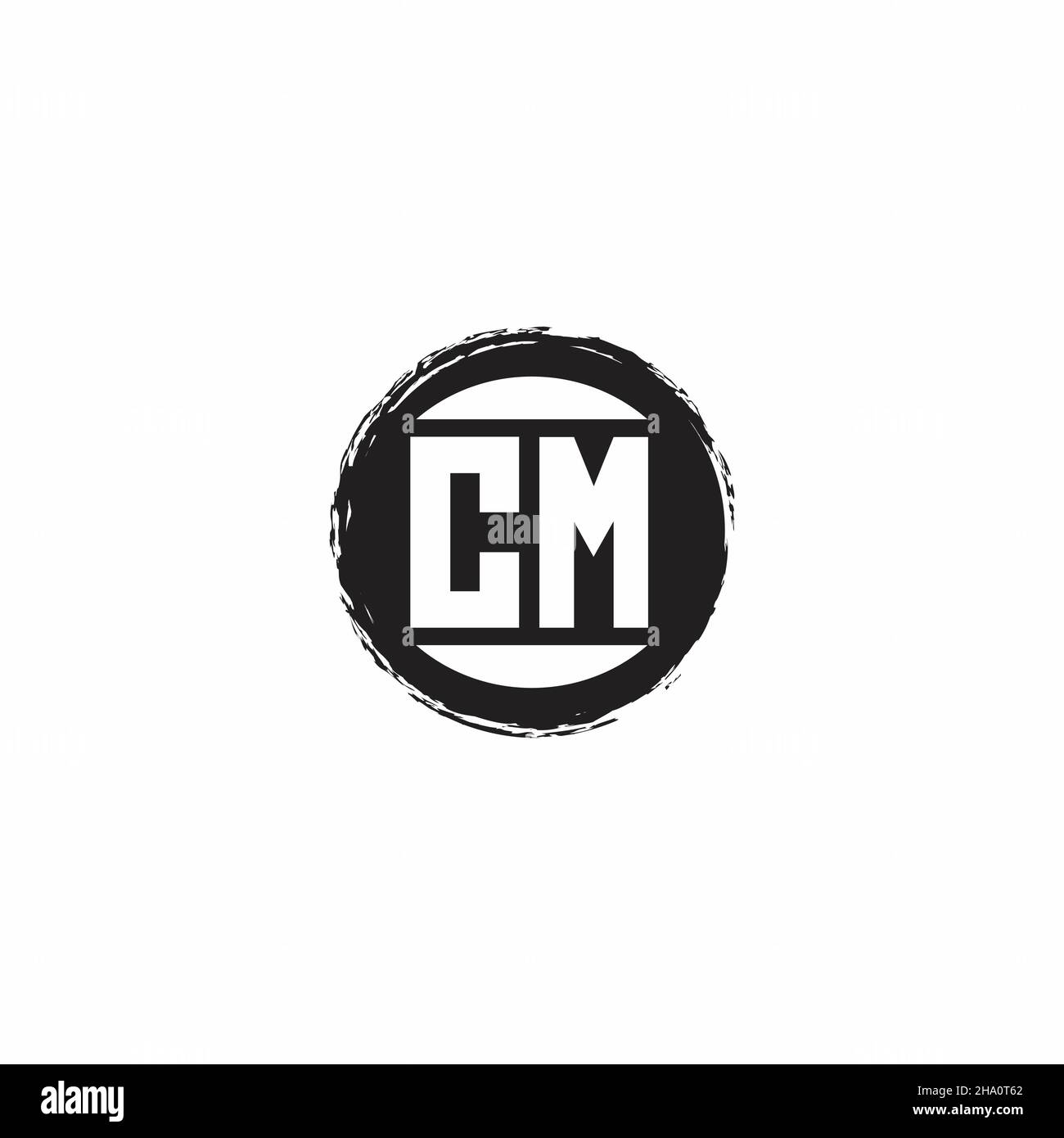 CM Logo Initial Letter Monogram with abstrac circle shape design template isolated in white background Stock Vector