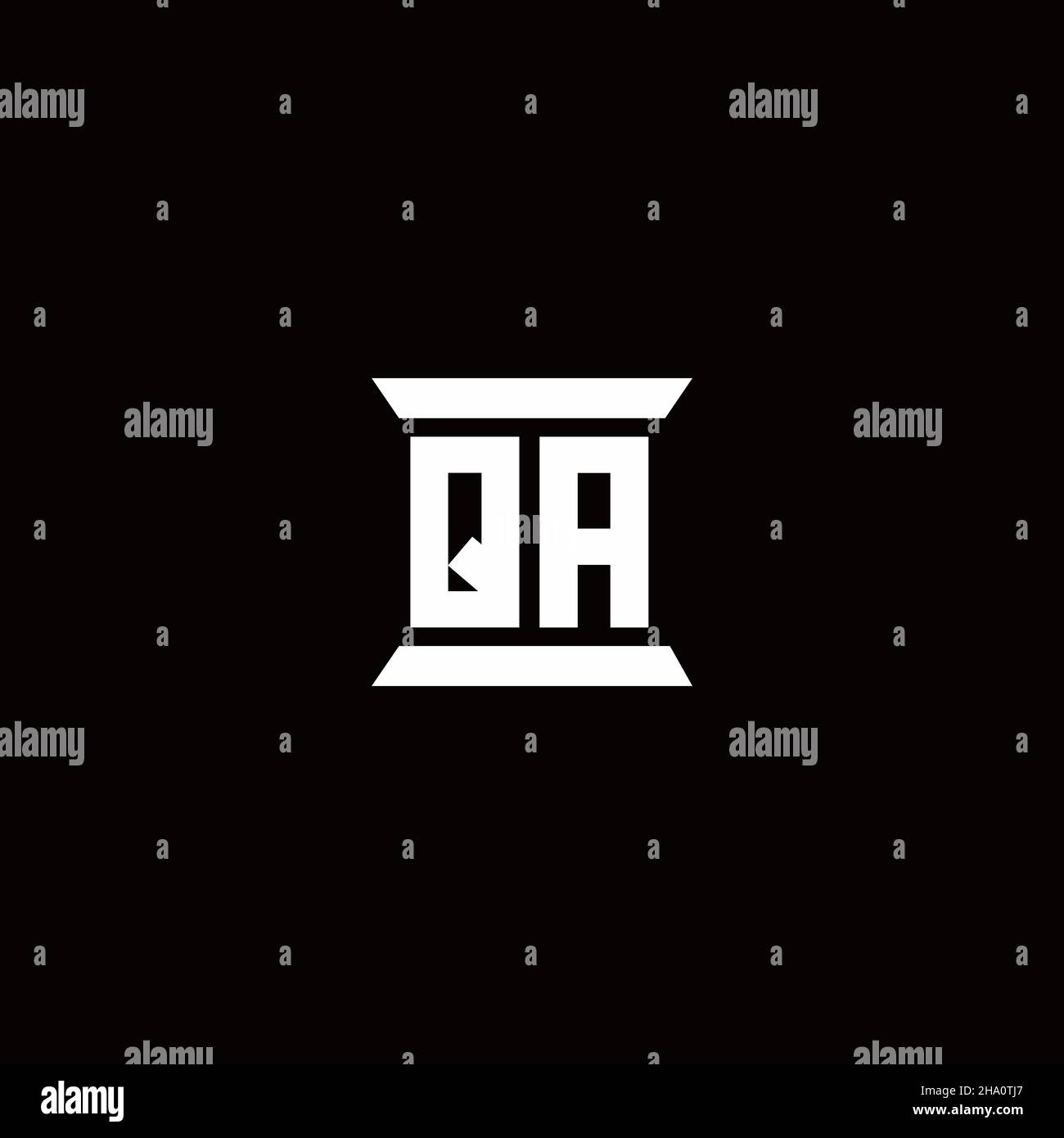 QA logo initial letter monogram with pillar shape design template isolated in black background Stock Vector
