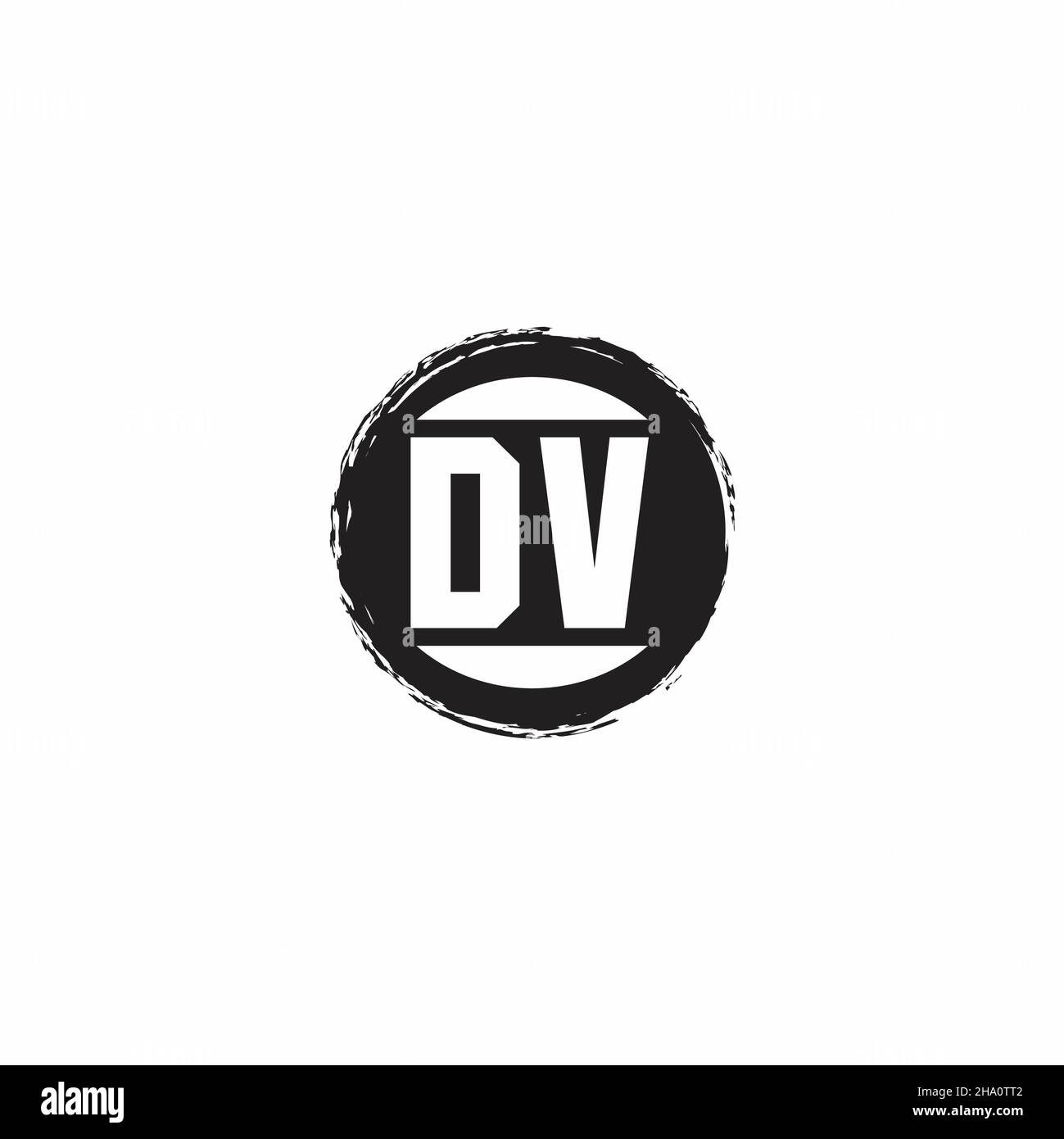 DV Logo Initial Letter Monogram with abstrac circle shape design template isolated in white background Stock Vector