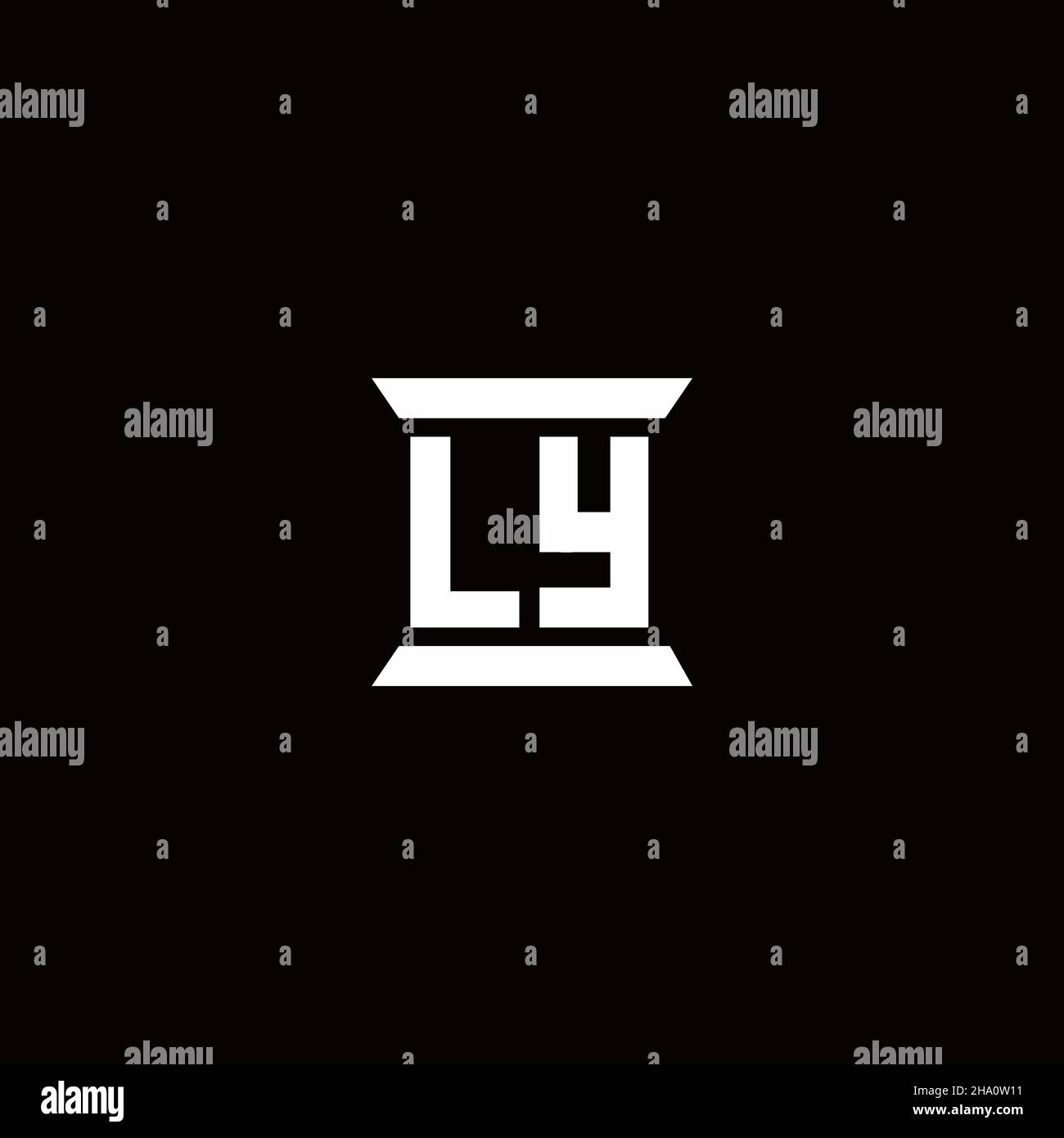 LY logo initial letter monogram with pillar shape design template isolated in black background Stock Vector