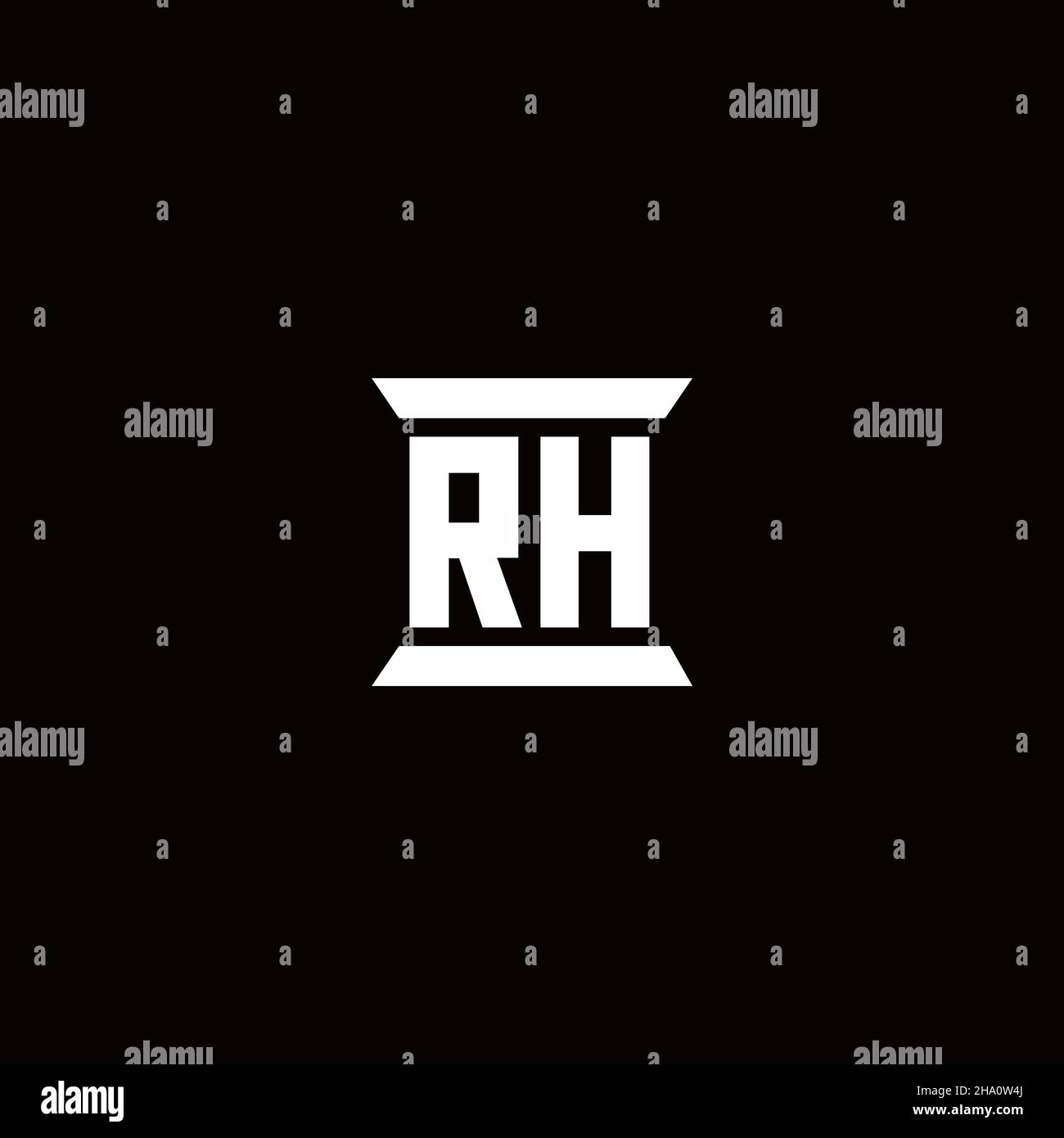 RH logo initial letter monogram with pillar shape design template ...