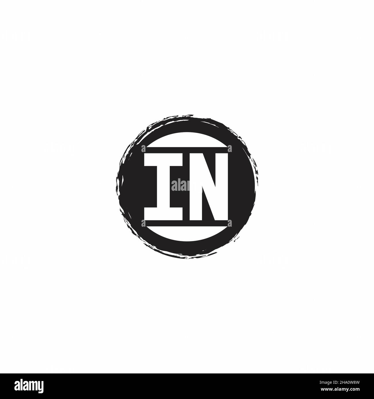 IN Logo Initial Letter Monogram with abstrac circle shape design template isolated in white background Stock Vector