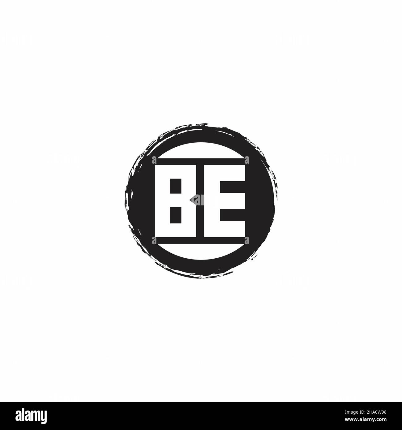 BE Logo Initial Letter Monogram with abstrac circle shape design template isolated in white background Stock Vector