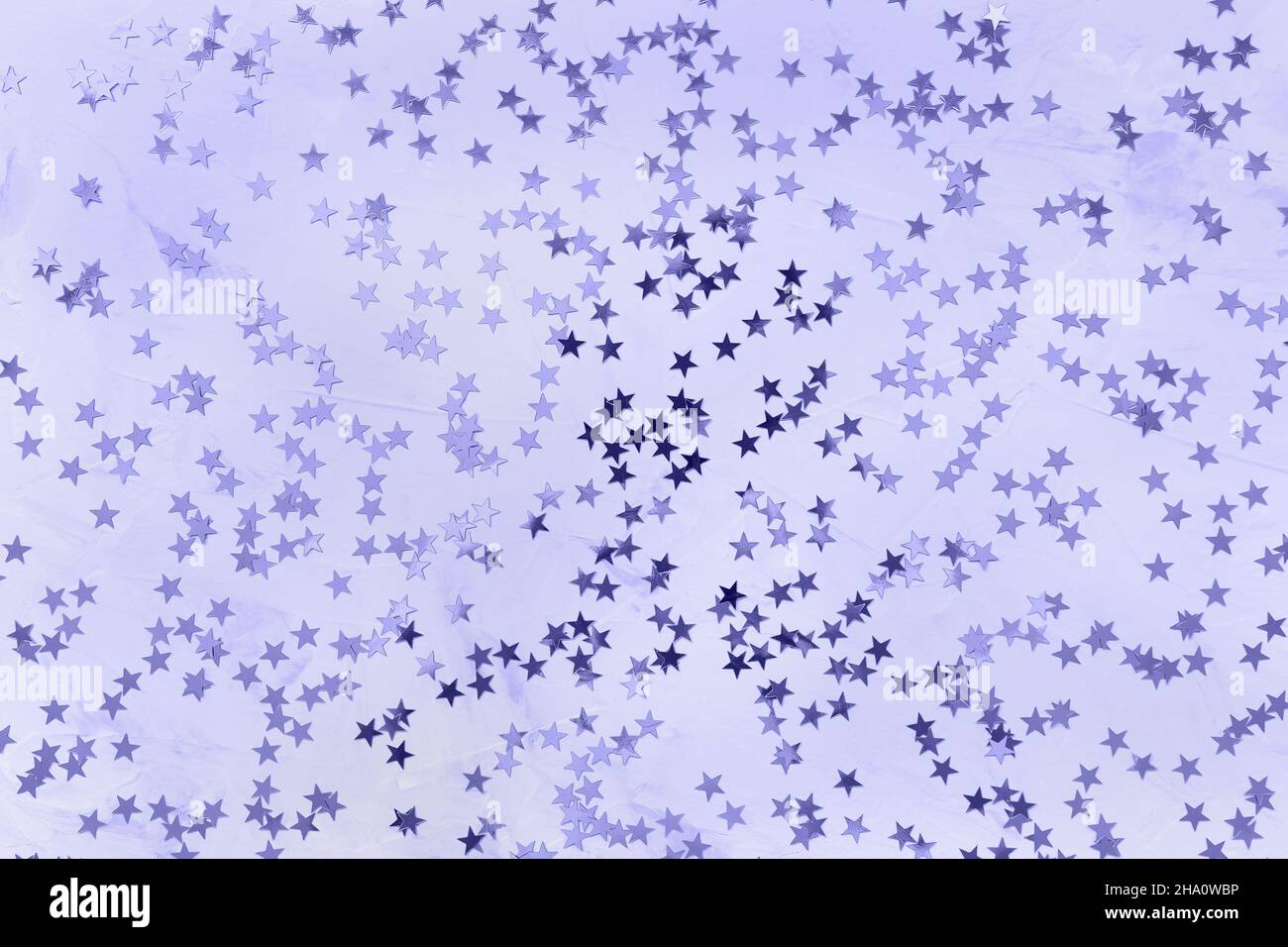 Dreams Celebration Of Christmas 2022 Color Of The Year 2022 Very Peri. Shiny Stars On White And Blue Background.  Winter Abstract