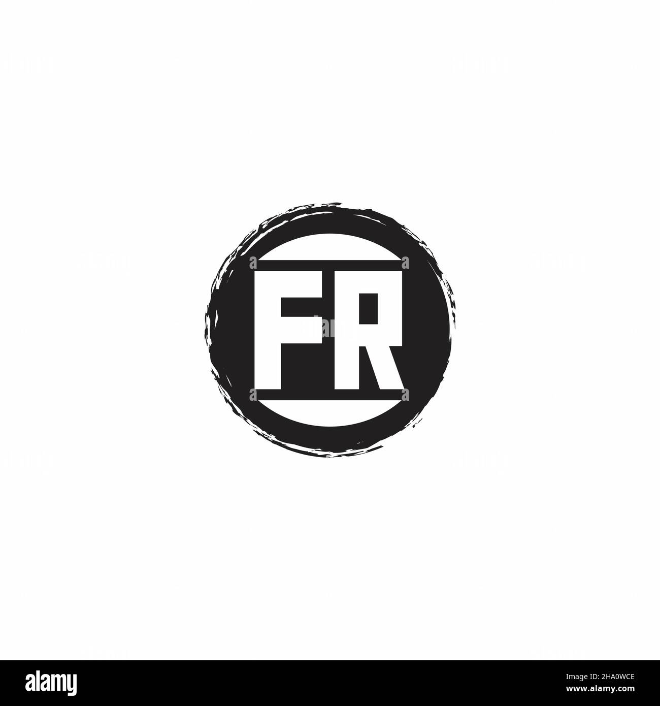 FR Logo Initial Letter Monogram with abstrac circle shape design template isolated in white background Stock Vector