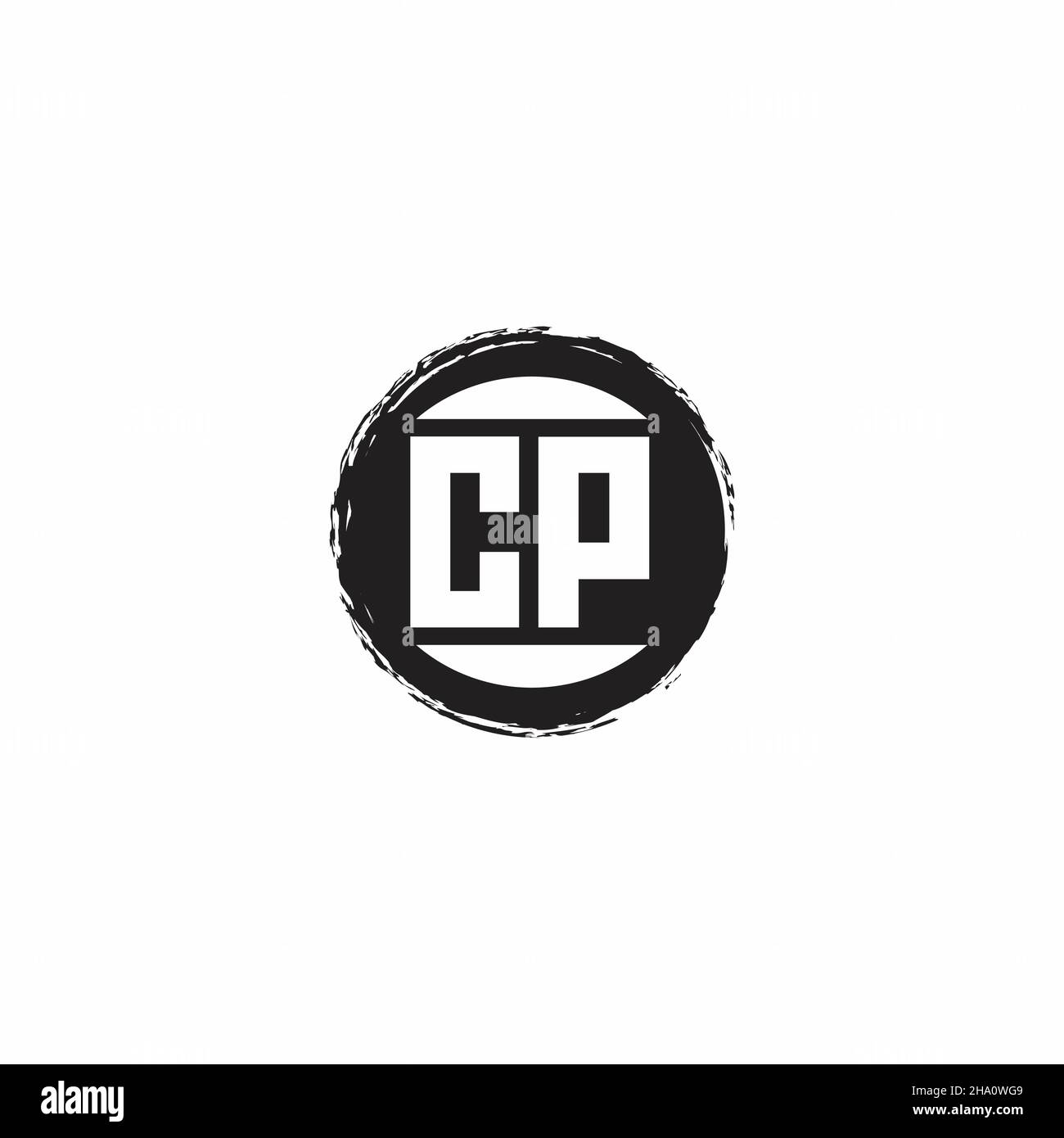 CP Logo Initial Letter Monogram with abstrac circle shape design template isolated in white background Stock Vector